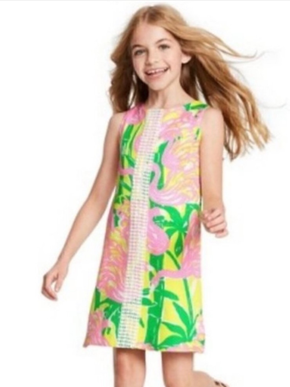 NWT Lilly Pulitzer for Target Girls Pink, Green & Yellow Tropical Shift Dress